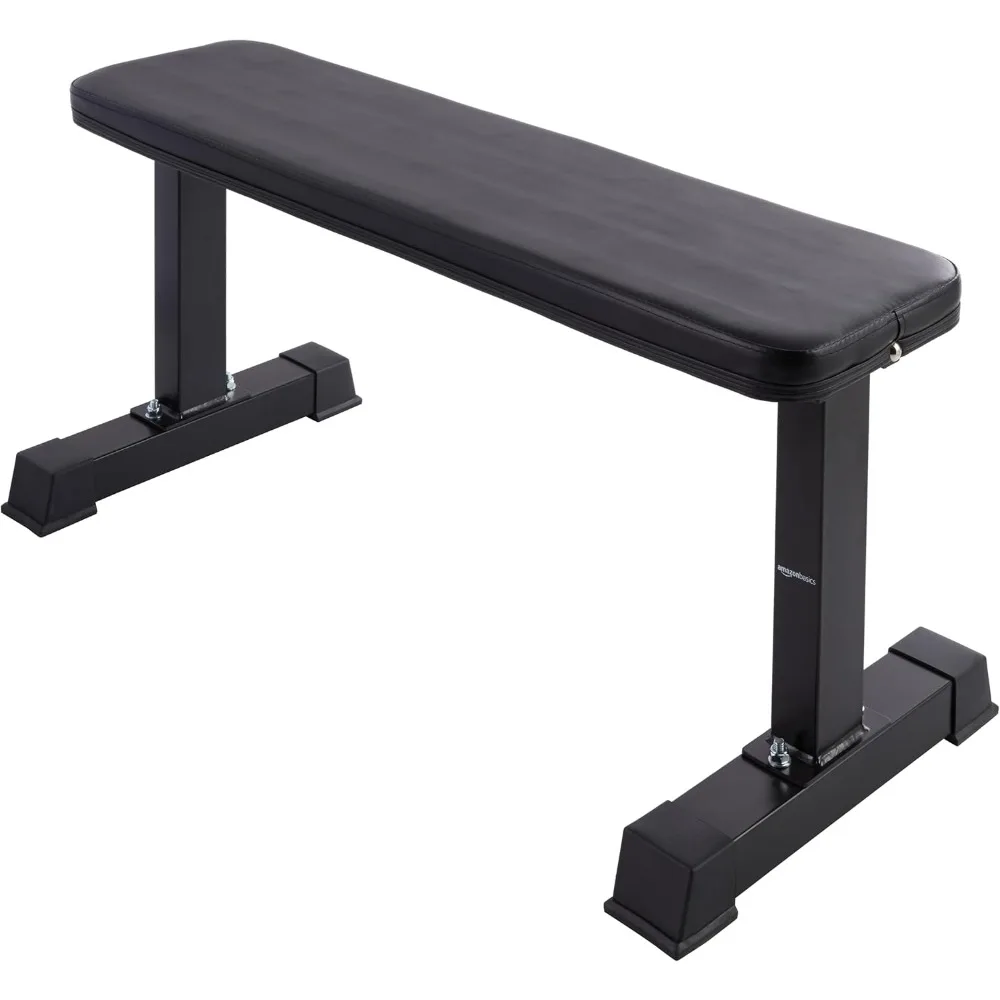 Basics Flat Weight Bench, 700LBS Load,Durable steel tube frame, Comfortable Exercise (Black)