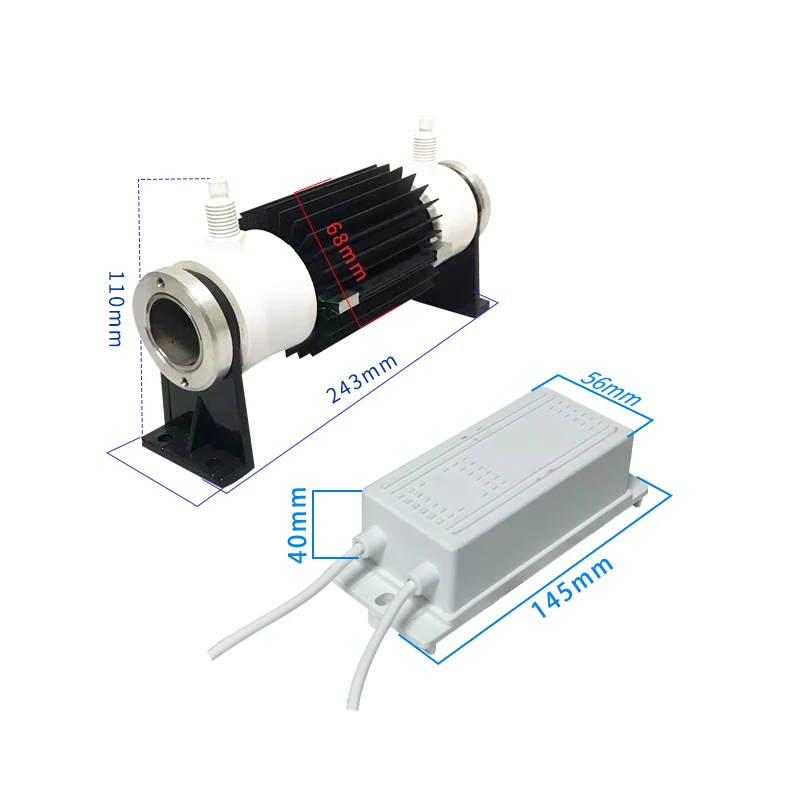 10g/h Industrial Agricultural Water Treatment Multi-functional Quartz Glass Ozone Generator Accessories
