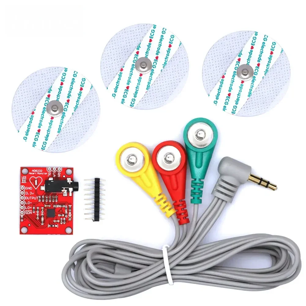 AD8232 Biometric Sensor Kit - ECG, EMG, and Pulse Monitoring Module for Arduino UNO R3 in Fitness & Health Tracking