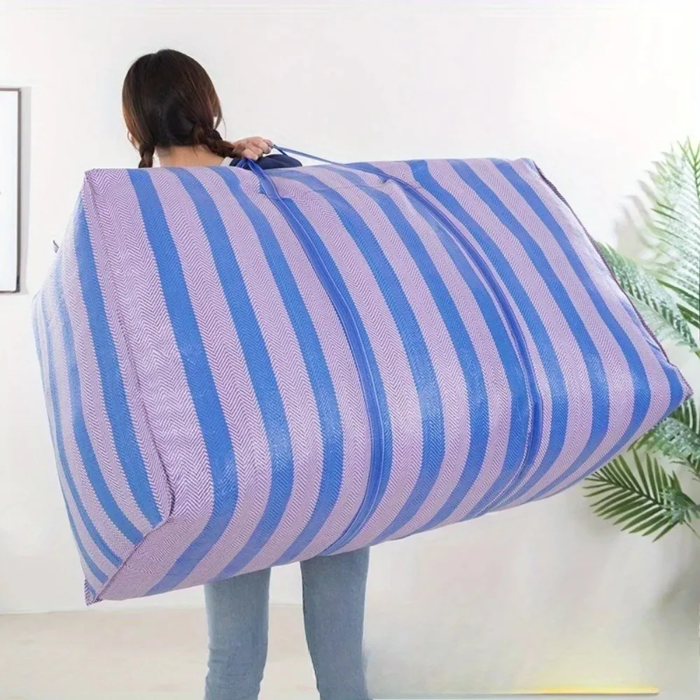 Large-capacity Car Travel Storage Bag, 2026Thickened Blue and White Nylon Bag, Duffel Bag, Portable Moving Bag