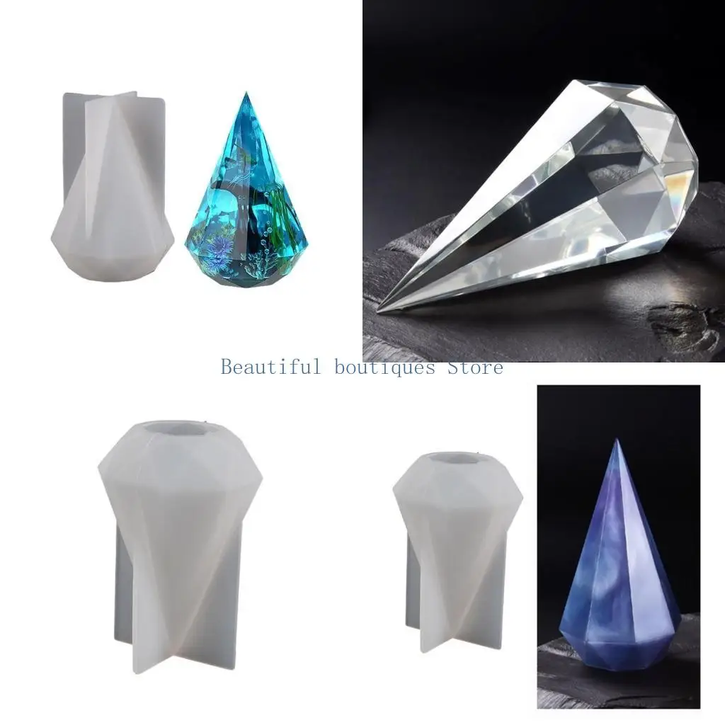 U4LF Pyramid Diamond Shaped Silicone Molds Epoxy Resin Mold DIY Home Decoration Molds Table Ornament Making Tool Non-stick