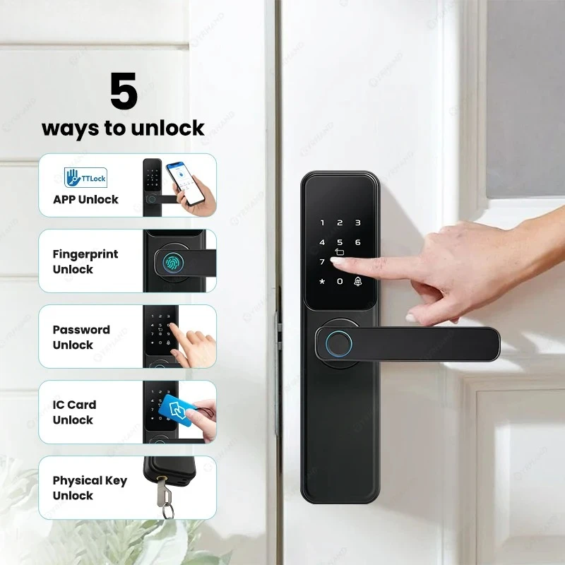 Bluetooth TTLock App Fingerprint Lock cerradura inteligente Touch Screen Smart Lock Security Digital Electronic Lock For Home