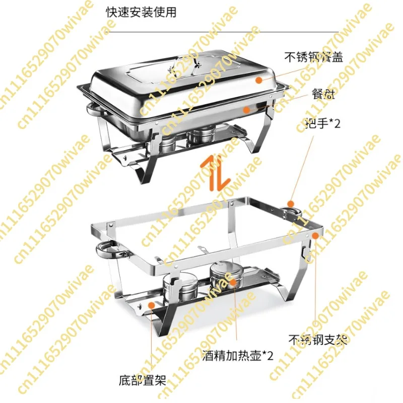 Stainless steel dining stove economical square folding clamshell hotel self-service buffet buffet stove breakfast insulation