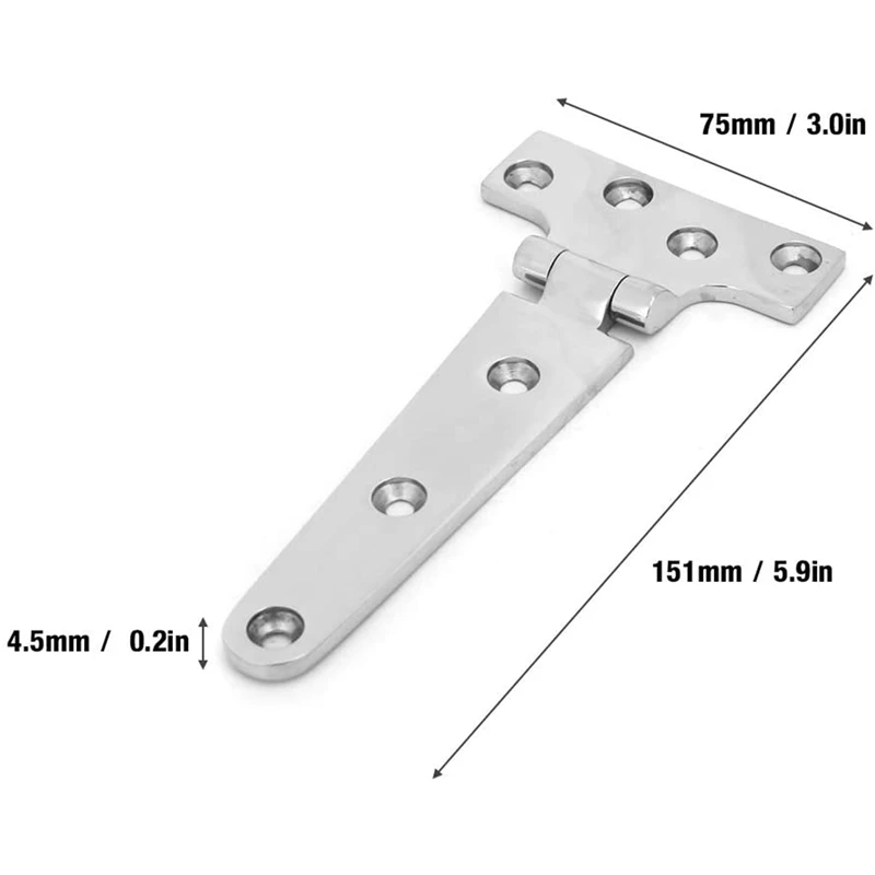 Stainless Steel T-Hinge Marine T-Hinge Yacht Fishing Boat Speedboat Household Door Accessories Garden Door