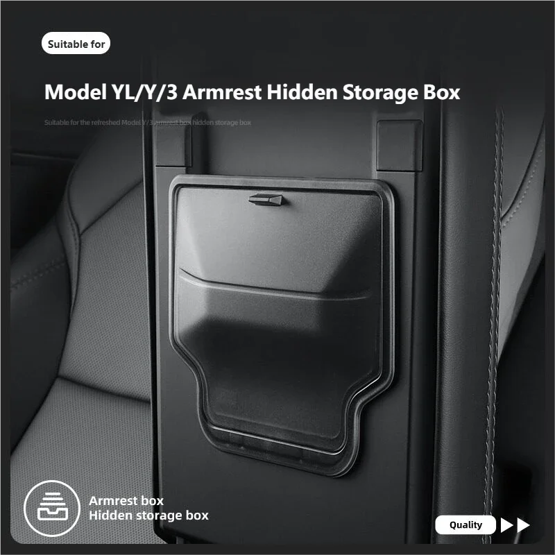 Car Armrest Hidden Storage Box For Tesla Model YL/Y/3 2023-2025 Highland ABS Organizer Tray Interior Accessories