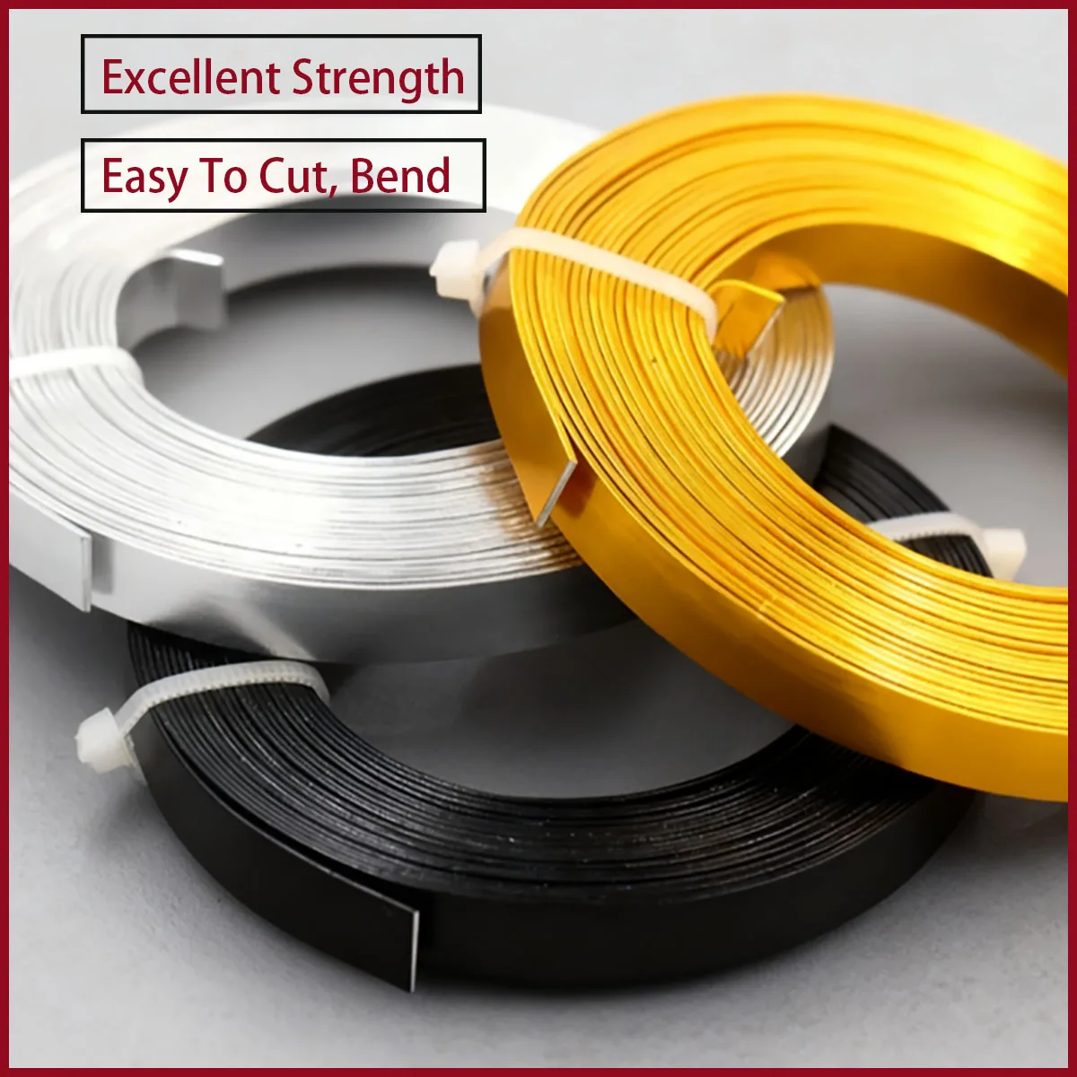 5M Pure Aluminum Flat Strip- 10mm×1mm Wide DIY Hand-Bendable Metal Material for Craft Projects &