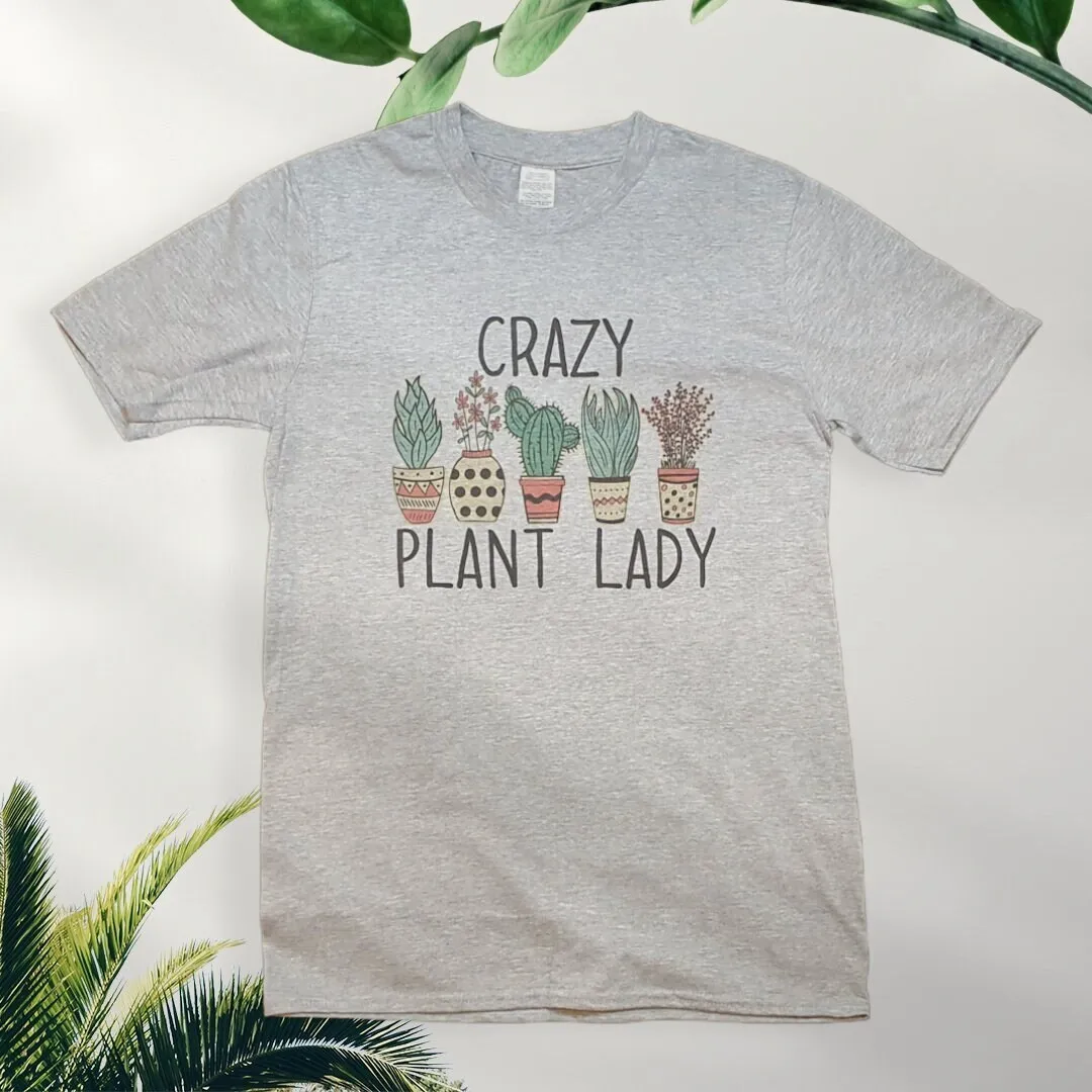 Crazy Plant Lady Grey T shirt sizes available S 3XL Personalisation upon request