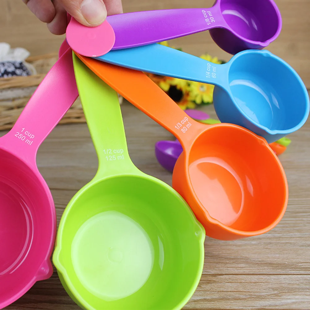 

10pcs Colorful Plastic Measuring Spoons Nesting Set Stackable Kitchen Baking Tools 2 Sizes Small Large Each Easy Storage