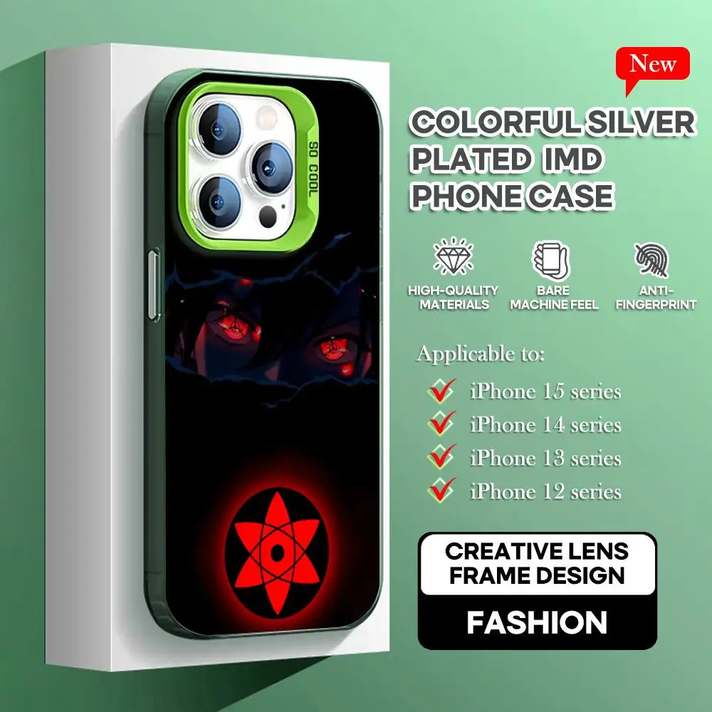 U-Uchiha family blood eye Phone Case green IMD Colorful Phone Case Silver Cover Suitable for iPhone 16 15 14 13 12 11 XS Pro Max