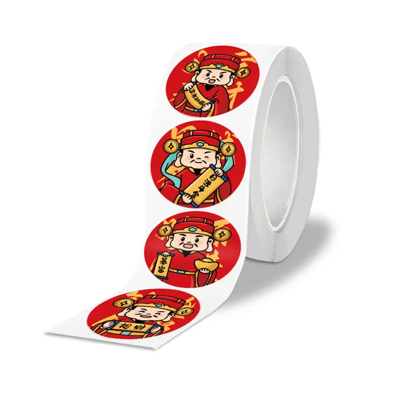 500pcs/roll 2025 Chinese New Year Stickers 1.9cm Adhesive Lunar New Year Decal Spring Festival Party Supplies Gift Boxes Candy