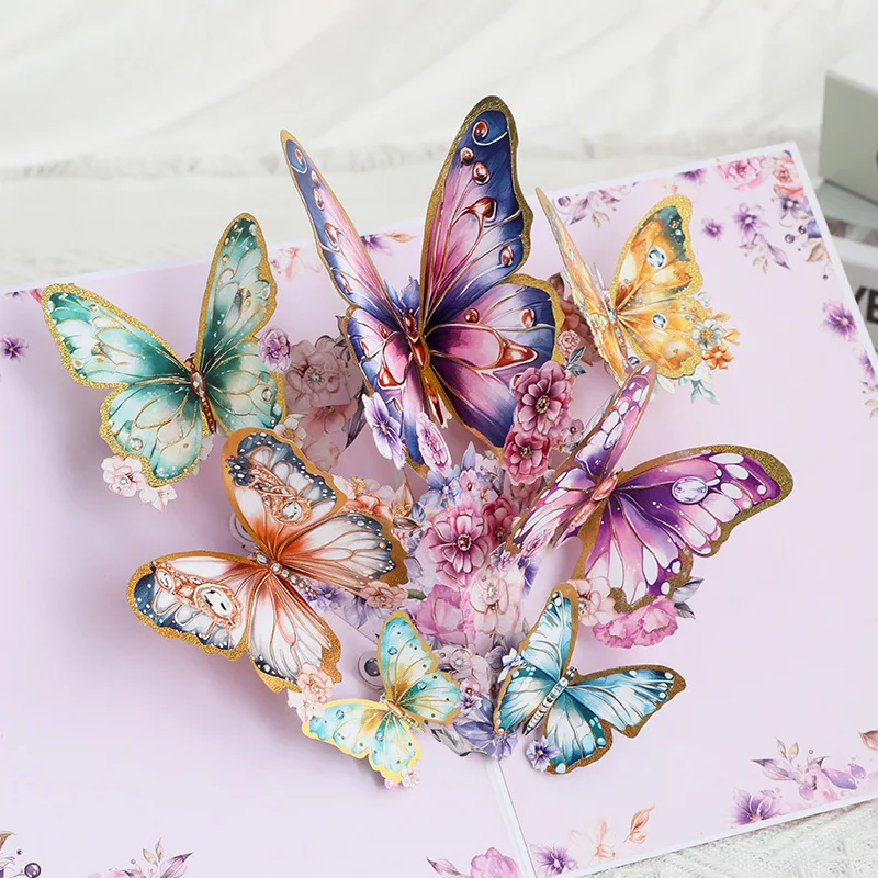 

Birthday Greeting Card 3D Pop-up Flower Butterfly Card Exquisite Gift for Girlfriend Mother Birthday Memorial Card with Envelope