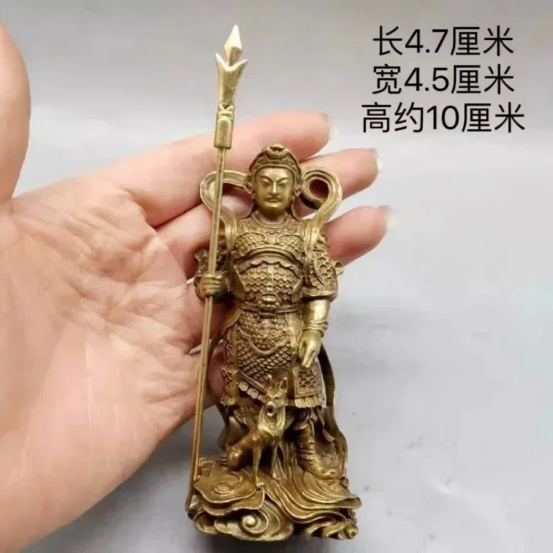 Antique Bronze Buddha Statue Three Eyes Erlang God Hero Ornaments Three Pointed Double-edged Blade Weapon Dog Figurines Decors