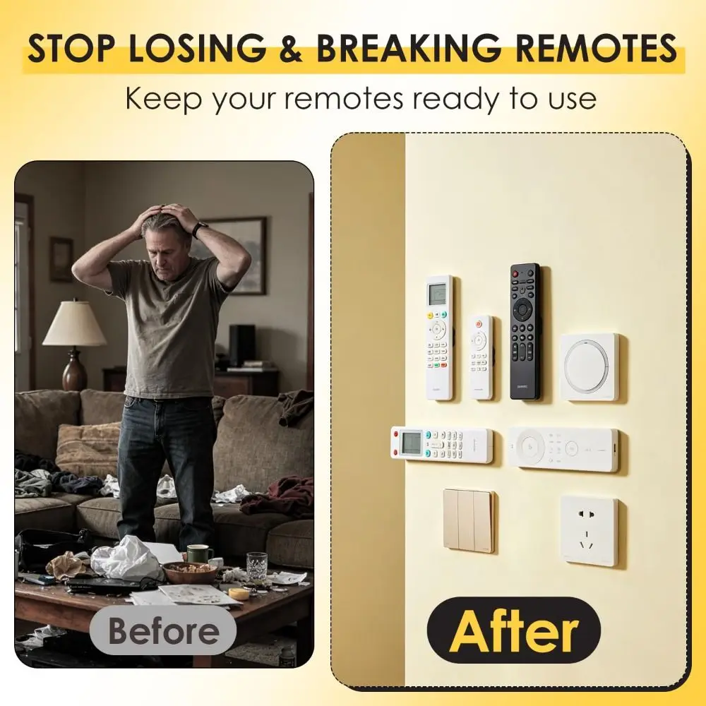 No Drill Remote Control Holder Self-Adhesive Upgraded Magnetic Holder Wall Mounted Magnetic Design Wall Mount Organizer