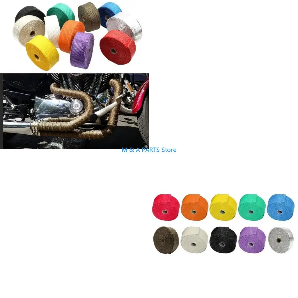 U1JF Roll Fiberglass Heat Motorcycle Exhaust Thermal Tape Pipe Heat Wrap Tape
