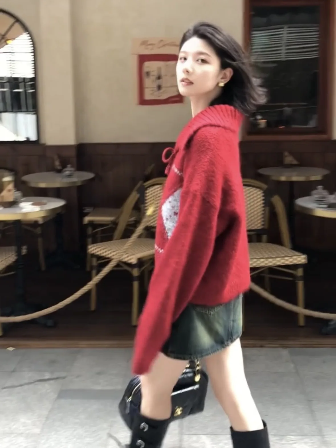 Koreanische Sle Cisas Aosphere Pullover Mantel frauen Herbst Winter Rot Bogen Knoten Design Gestrickte Top Lose Fit Strickjacke