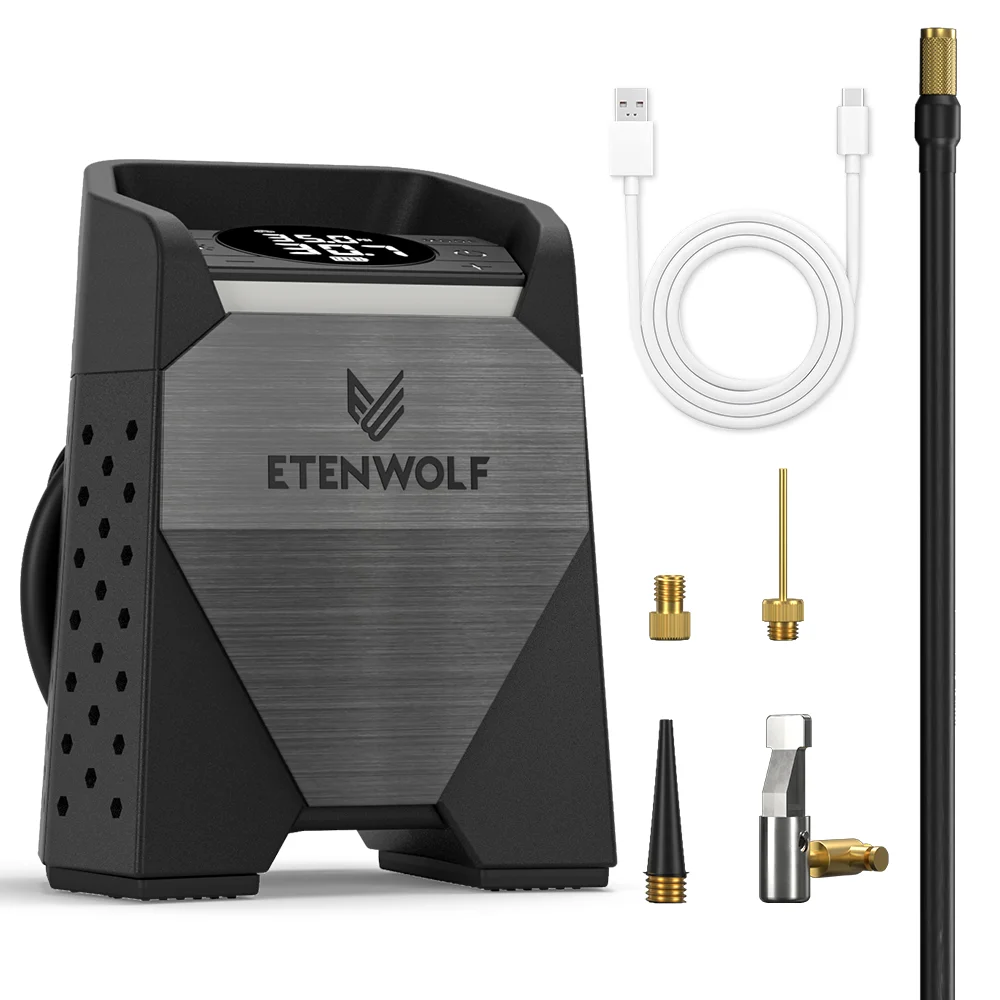 ETENWOLF S6 Compresseur à Air Portatif, 19200mAh Pompe à Air Électrique 11,03 Bar/160PSI Pompe a