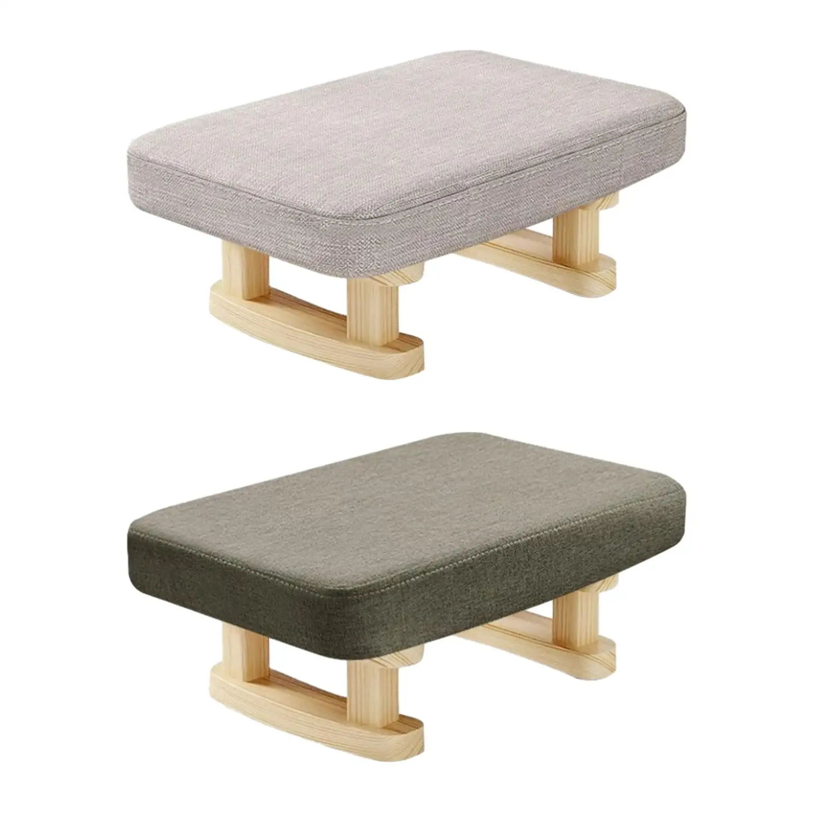 

Padded Footstool Modern Breathable Rectangle Step Stool Foot Rest with Wooden Legs for Office Entryway Living Room Bedroom Couch