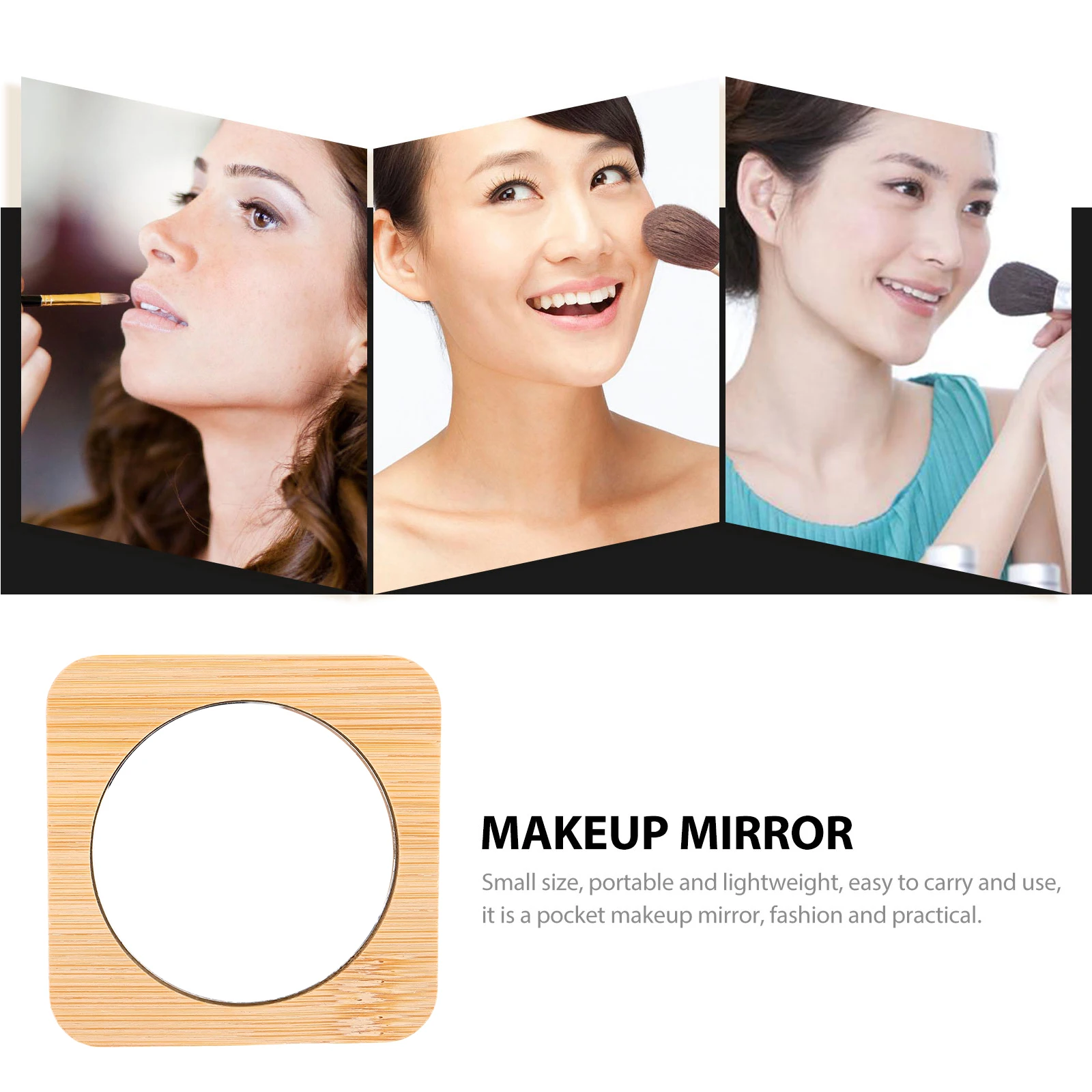 12Pcs Bamboo Compact Portable Makeup Mirror Wood Mini Handheld Pocket Mirror Travel Small Makeup Touch-Up Vanity Accessory