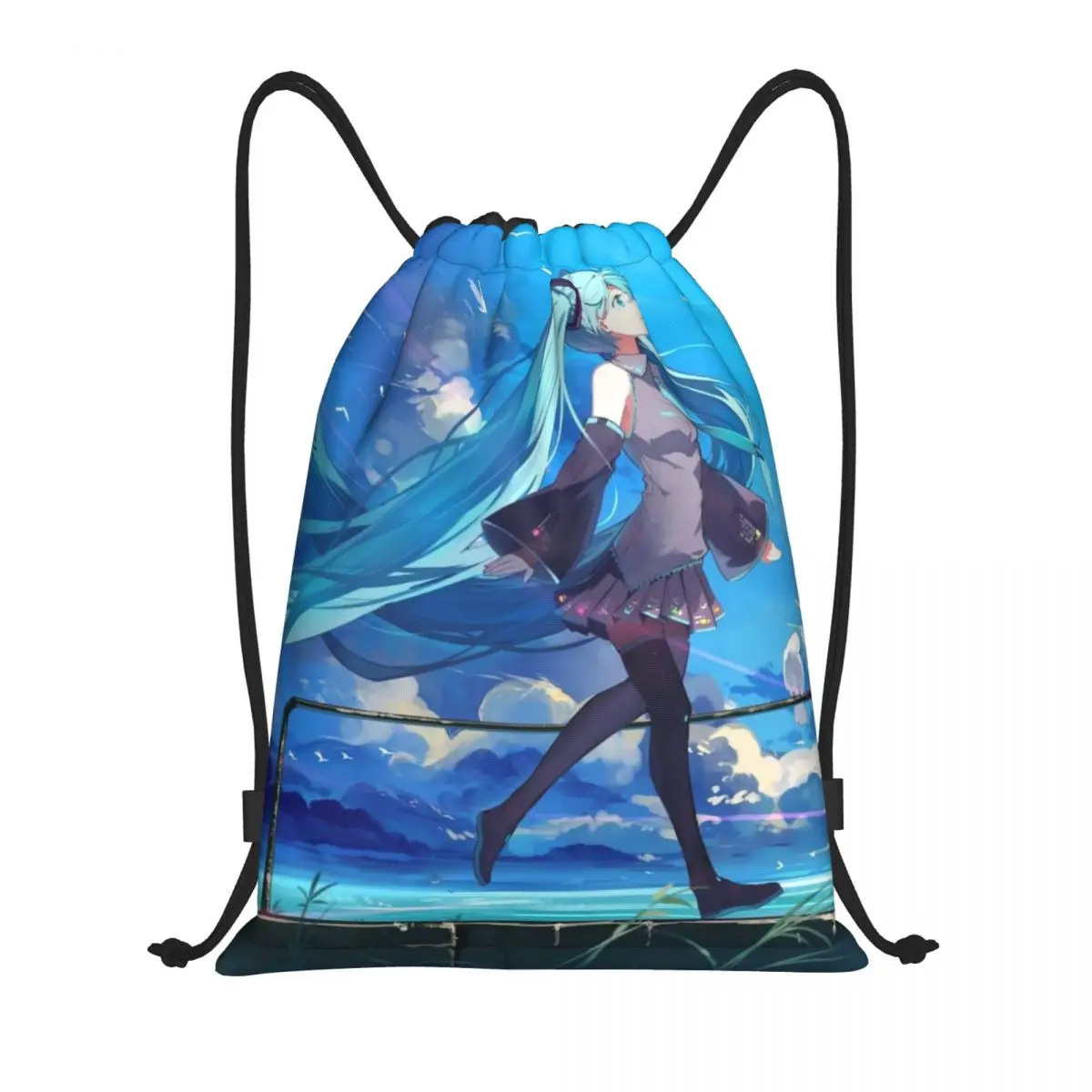 

Hatsune Miku Sports Drawstring Backpack Sport Fitness Travel Outdoor Sackpack Large Capacity Gym Swim Beach Bags Basketball Bag