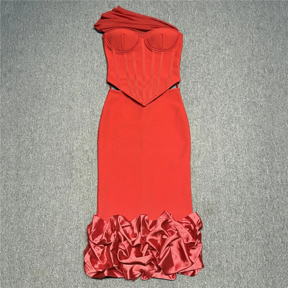 高品質包帯セット レディース セクシー トップス ボディコン フリルスカート ツーピースセット カジュアル服