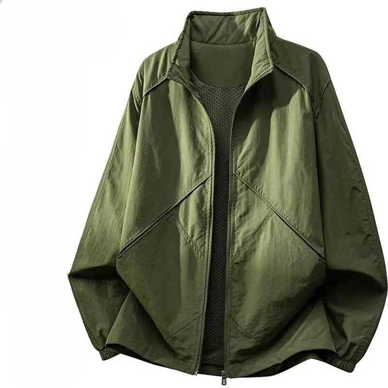 Large Size Loose Versatile and Fashionable Coat Simple and Elegant Men Casual Stand-up Collar Work Jacket for Spring and Autumn