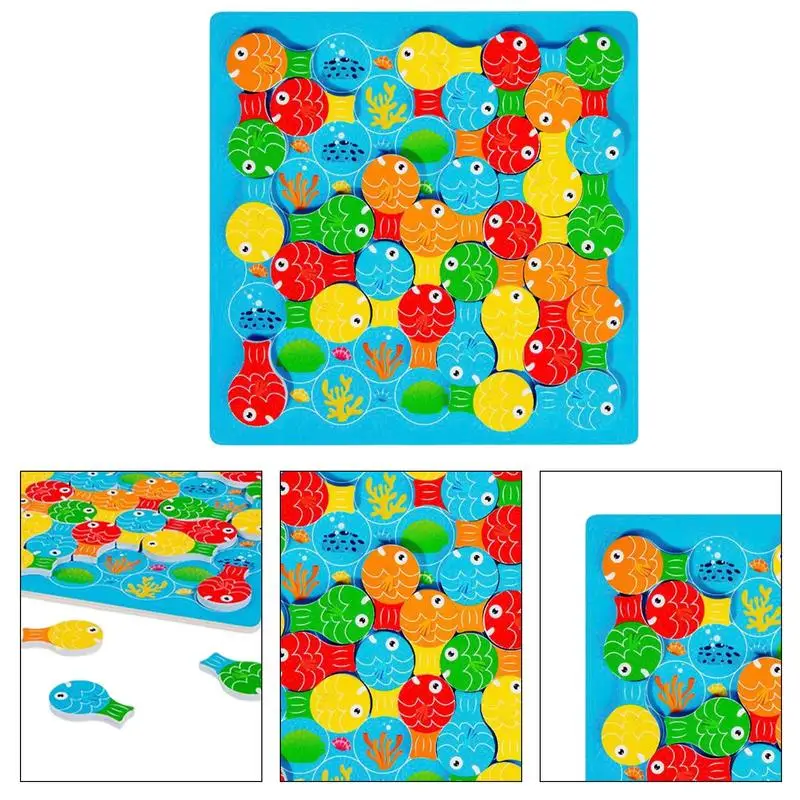 Jogo de tabuleiro de madeira para crianças, pequenos peixes combinando, montessori, aprendizagem precoce, brinquedos educativos, presentes para crianças