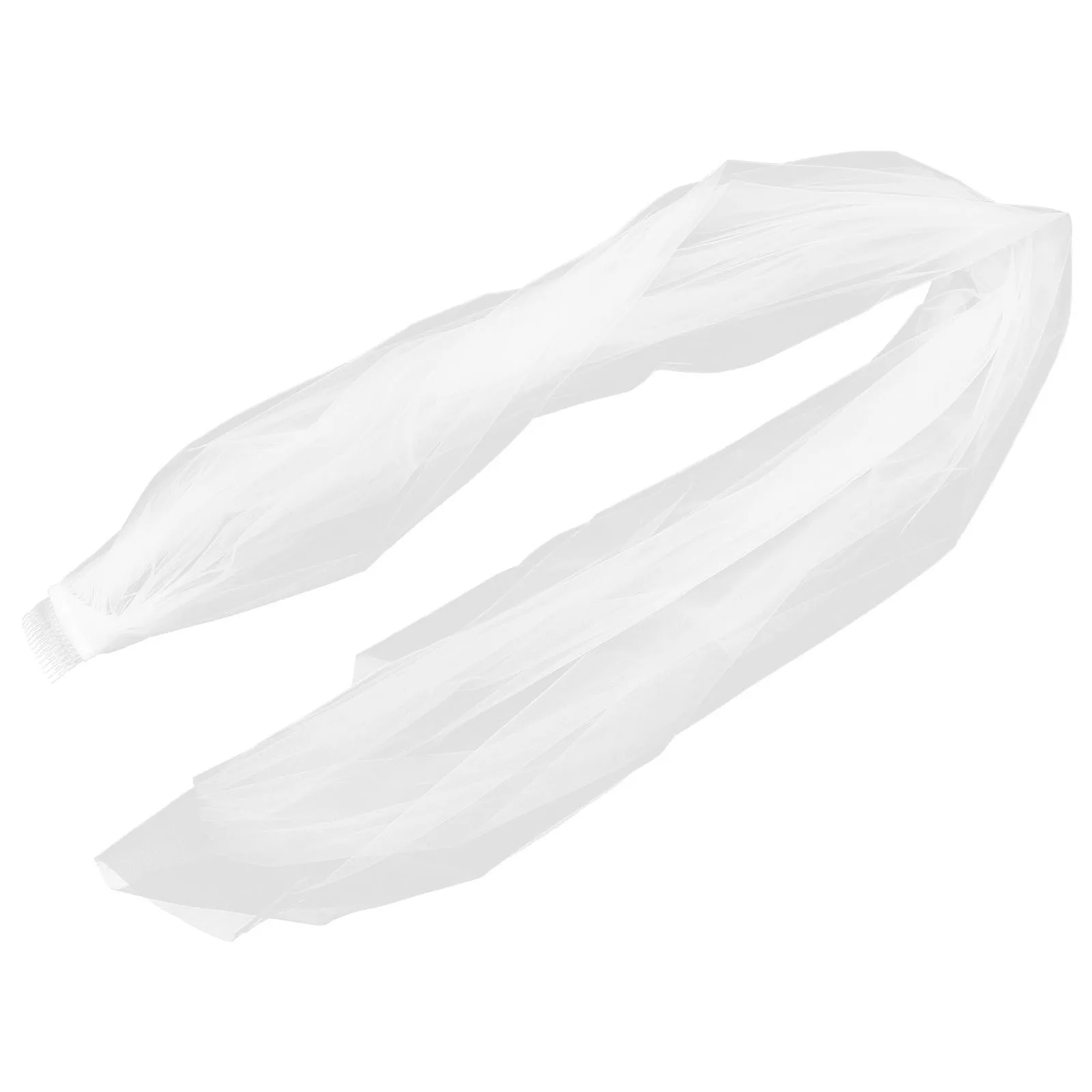 순백색 2미터 우아하고 심플한 롱 브라이덜 베일, 빗으로 쉽게 부착 가능, 부드럽고 흐르는 느낌의 빅데이 브라이덜 베일