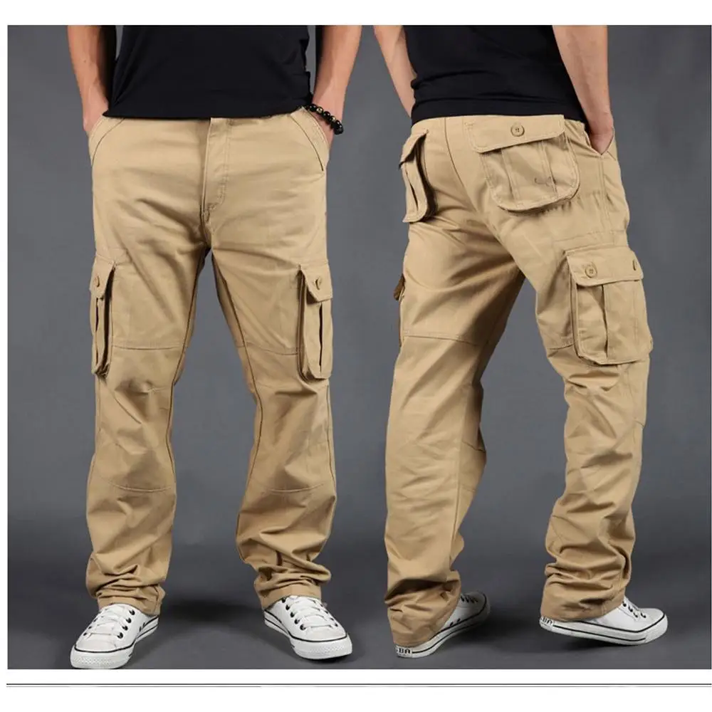 

Plus Size 29-44 Men Cargo Pants Spring Autumn Casual Muti Pocket Cotton Slim Straight Elastic Long Tactical Hiking