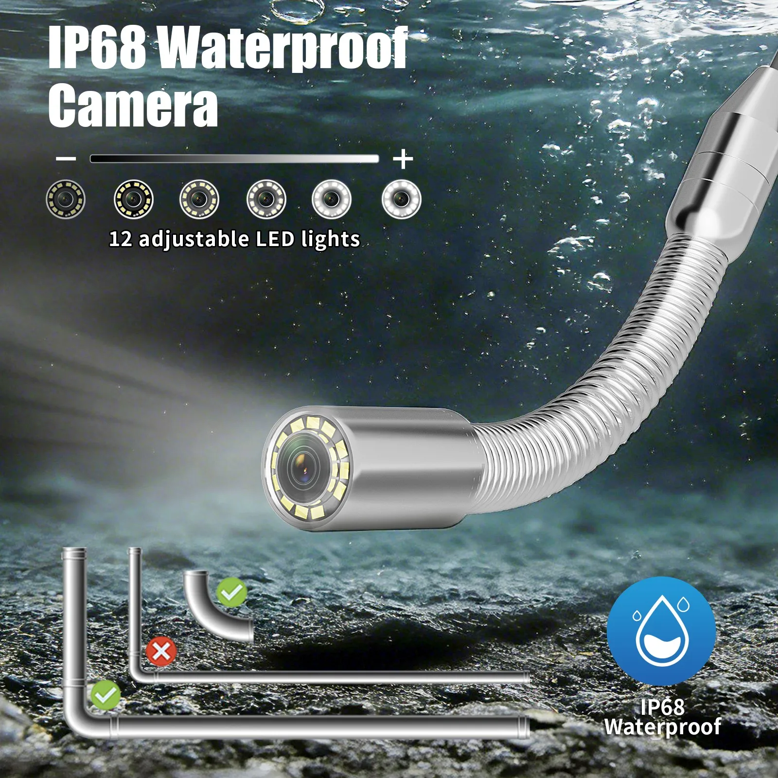 Sewer Pipe Inspection Camera 9" IPS 1080P Screen and  Self-Leveling +512HZ Locator Video+Audio Recording +Meter Counter view 3