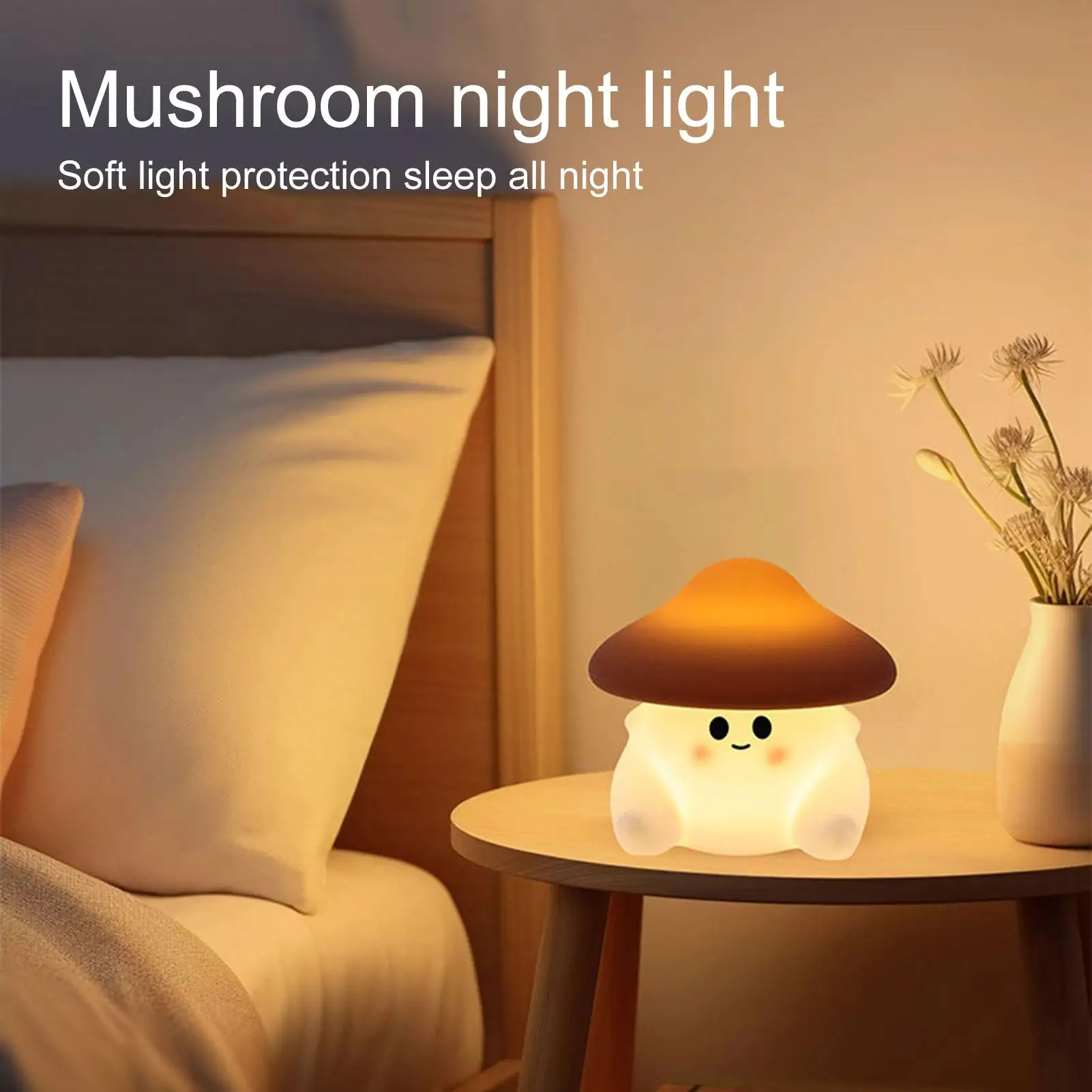 Mushroom Light Led Squishy Night Light For Kids Innovative Sensor Long-Lasting Battery Table Decor For Kids Room Boys Girls