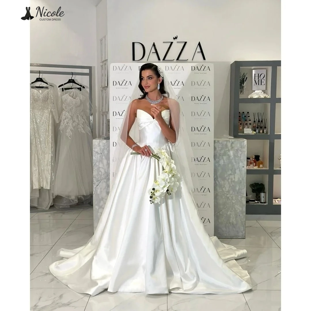 

Nicole Robe Soiree Satin Cloth Evening Dresses Woman Elegant Luxury Prom Dresses 2025 Custom Made Line A Women Evening Dress