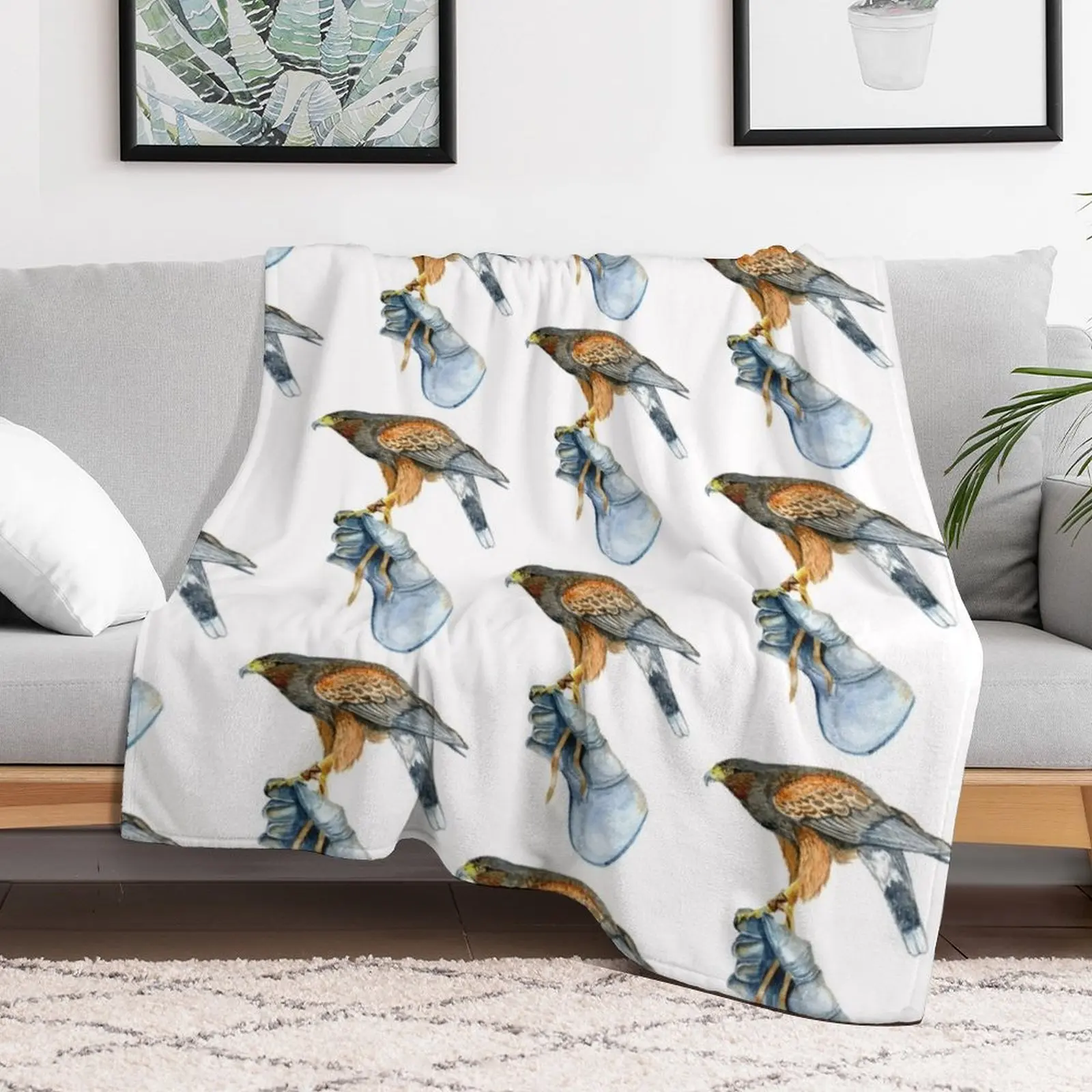 Harris hawk on glove No 2 Throw Blanket Luxurious Soft Blanket Holiday Gift for Family