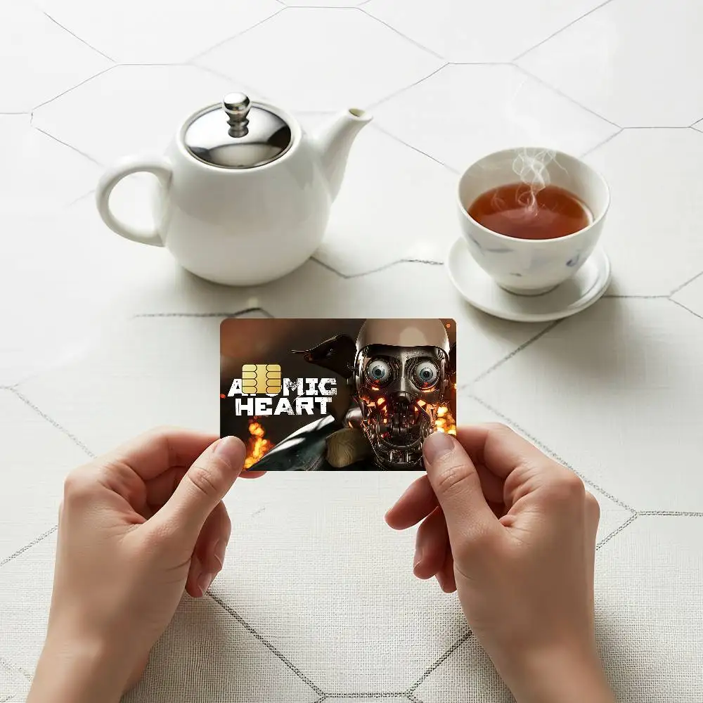 Game A-Atomic Heart Credit Skin Cover Card Stickers 4PCS Film Bus Pass Front Decoration Bank Debit Waterproof