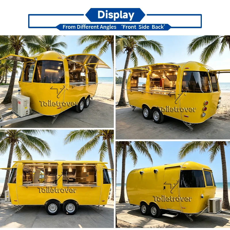 DOT CE Certified Stainless Steel Food Truck Pizza Burger Coffee Mobile Food Cart American 3 Sink Commercial Food Trailer for USA