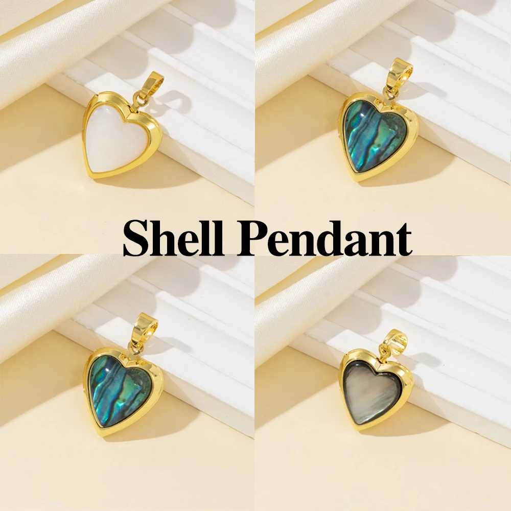 Natural Shell Pendant Heart Shape Plating Golden Abalone Shell Pendant Charms for Jewelry Making DIY Necklace Earrings 26x17mm