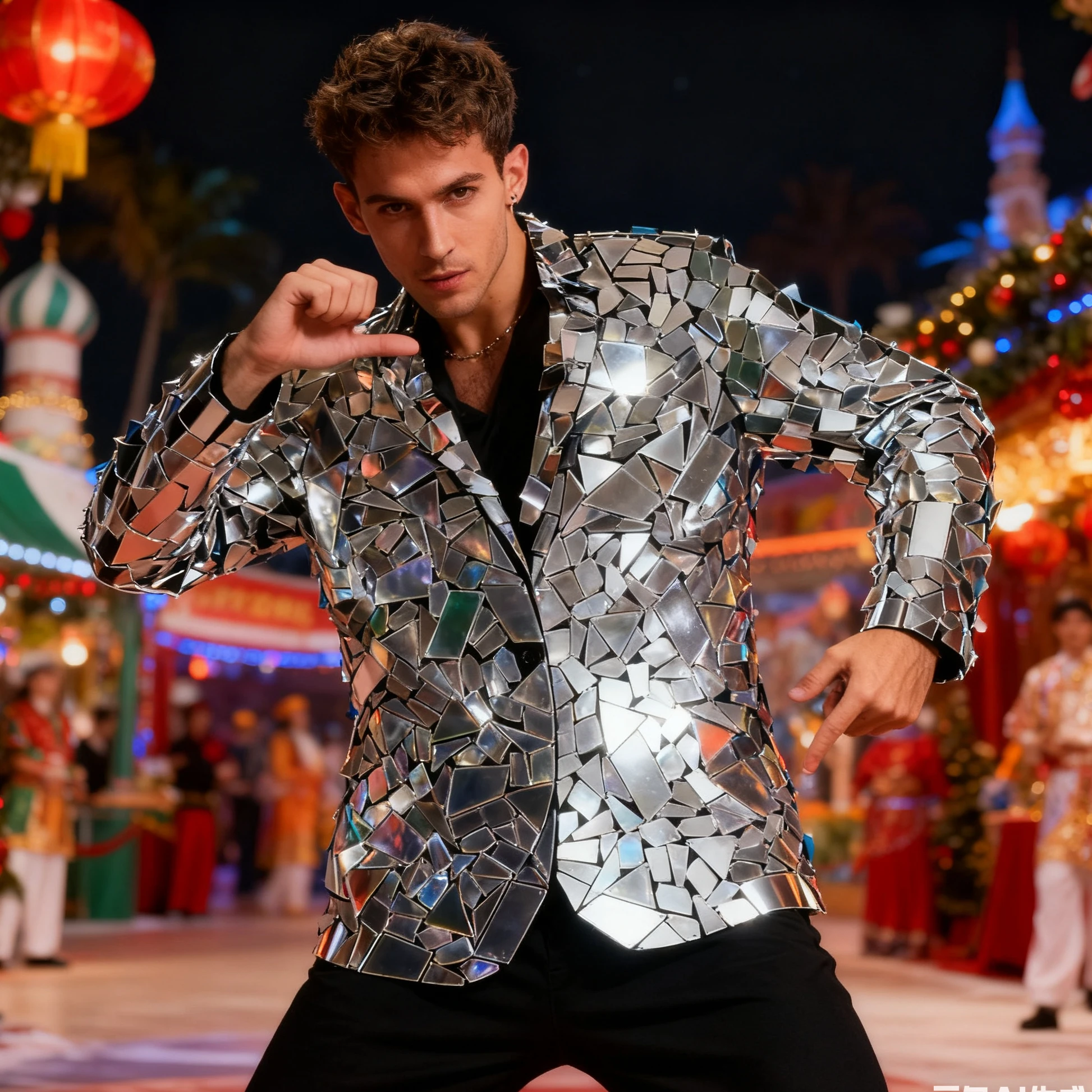 

Mirror Suit Performance Art Costume Mirror Suit, Full Body Reflective Gold Silver for Dance Cosplay Rave Party LED Show