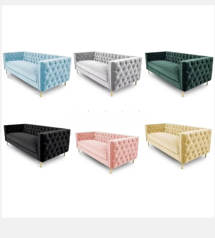 

//Luxury Home Couch Living Room Furniture Upholstered Chesterfield Sectional Fabric Sofa Set 1 2 3 Seater Modern Velvet Sofas