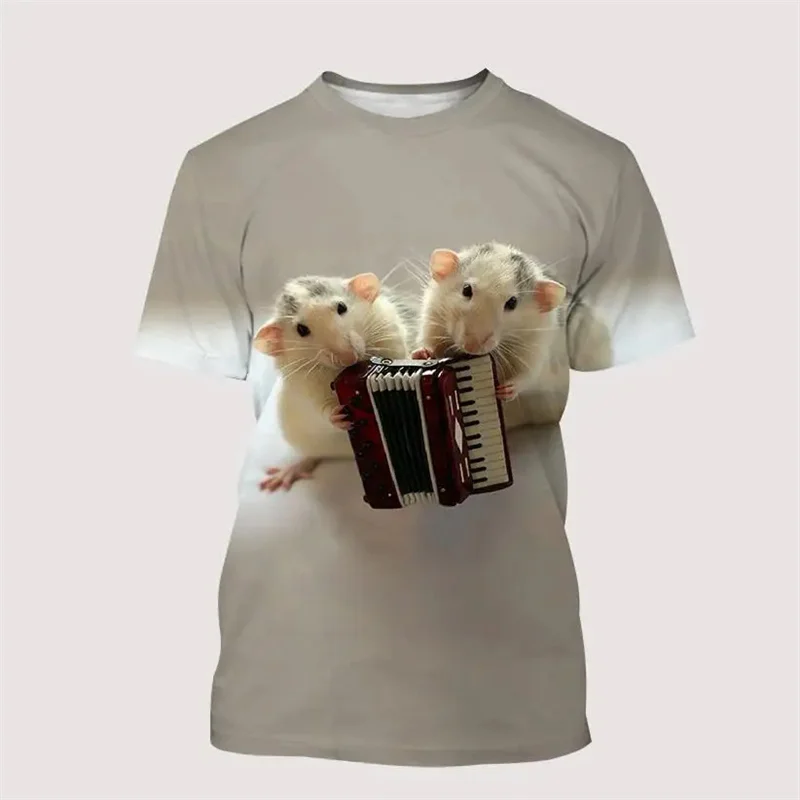 Cute Animal Hamster 3D Printed T Shirt For Men Casual Oversized T-Shirt Round Neck Short Sleeve Harajuku Loose Street Tees
