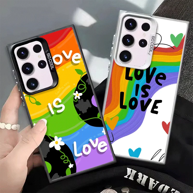 LGBT Rainbow Love Is Love Shockproof Phone Case for Samsung Galaxy S26 Edge S25 Ultra S24 FE S23 Plus S21 Cover Anti Fall Fundas