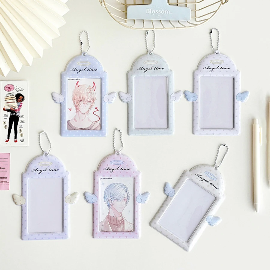 Photo Card Holder Keychain Id Badge Holder,3 Inch Photocards Holder Protective Sleeves Id Case Holder