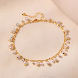 Exotic Charm ABS Pearl Pendant Women Anklet 18K Plated Genuine Gold Chain Adjustable Size Anklets Fashion Jewelry Accessories