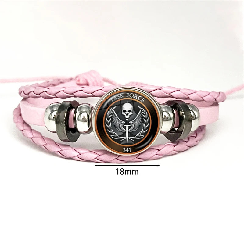 Task Force 141 Leather Bracelets Glass Dome Snap Button Bracelet & Bangles Trident Fashion Women Men Jewelry Gift