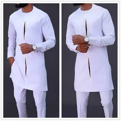 Kaftan Herren zweiteiliges Set bedruckte Top-Shirt-Hose Hochzeit afrikanischen ethnischen Stil lässig traditionelle Kleidung Männer Anzug Outfits