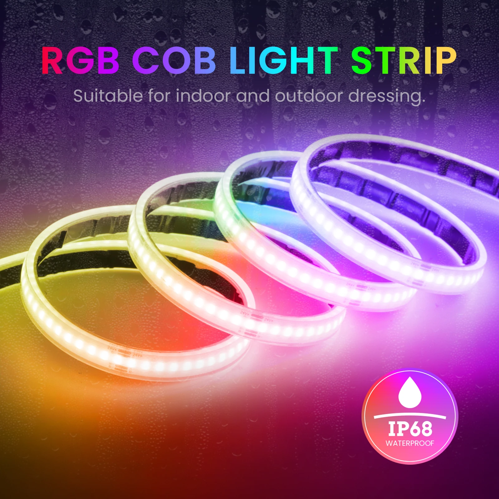 IP68 Waterproof DC 12V 24V RGB COB LED Strip 576LEDs/M Outdoor Garden Swimming Pool Decor Flexible Led Diode Ribbon Lighting