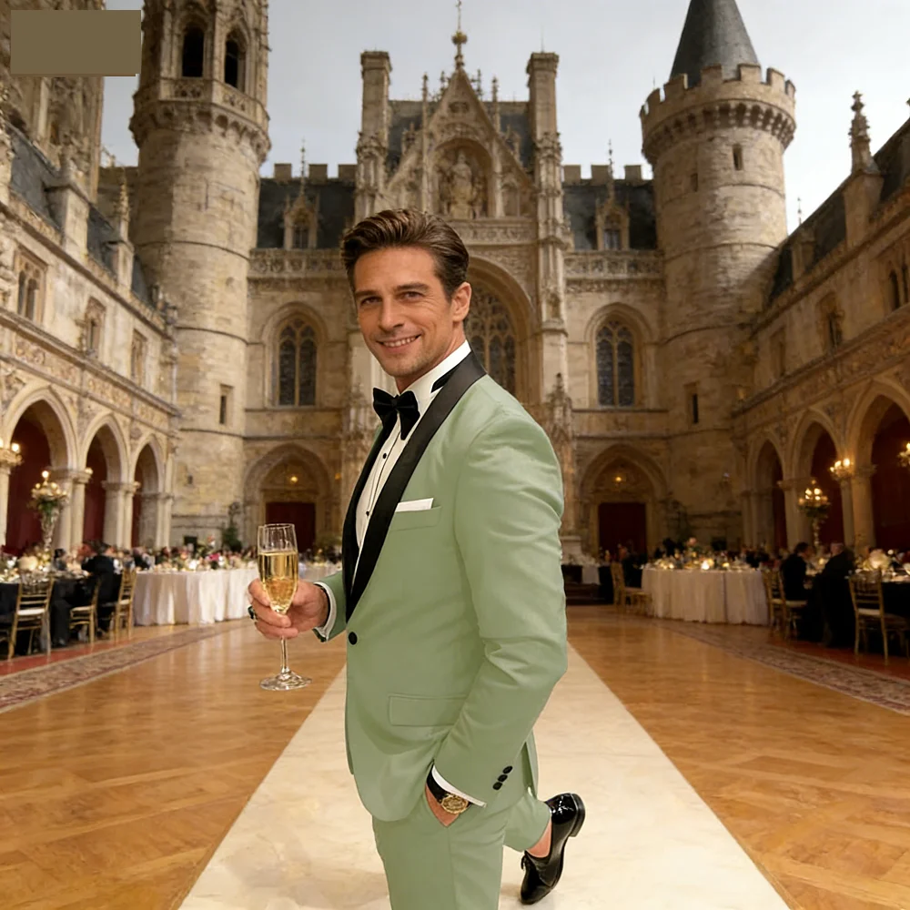 

Мужской деловой костюм-двойка с острым воротником: пиджак и брюки для вечеринок (2 предмета)