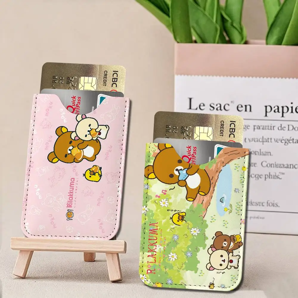 Kawaii Rilakkuma Bear Leather Mini Wallet for Men, Thin Pocket Credit Card Separate ID & Bus Card
