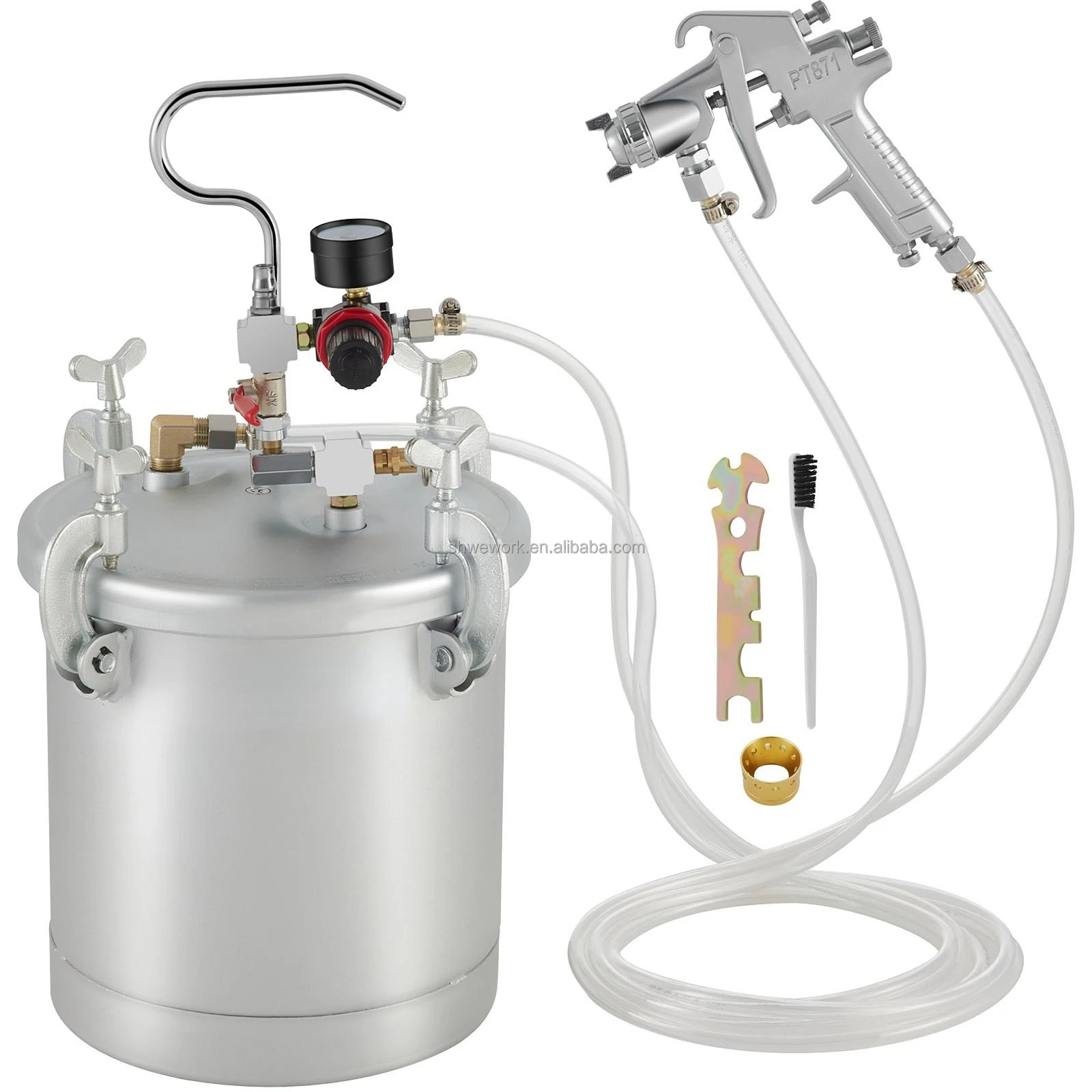 

WeWork Paint Tank 10L Pressure Pot Paint Sprayer 2.5 Gallon Pressure Spray Gun Regulator (10L 1.5mm)
