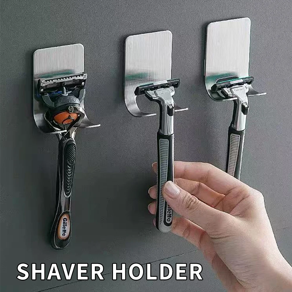 2CPS Stainless Steel Shaver Rack - Bathroom Shaver Hook - Hanging Rack Storage Bracket - Old-Fashioned Manual Shaver Holder