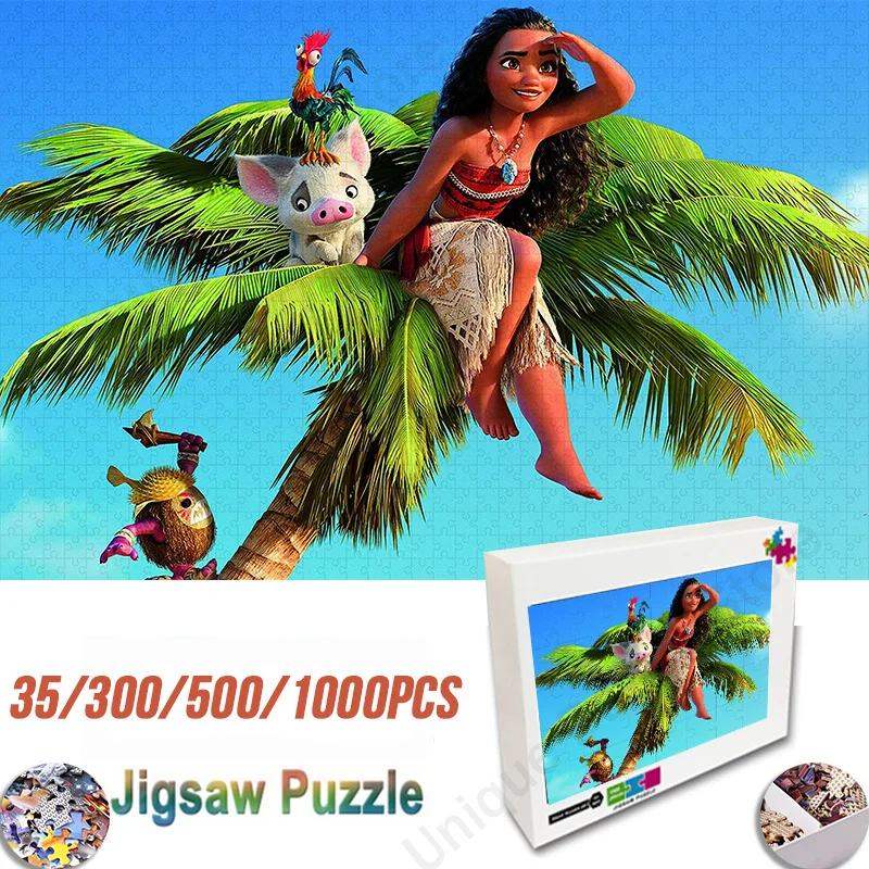 Jigsaw Puzzle Set 35/300/500/1000 Pieces Disney Moana Bebe Maui Jigsaw Puzzle Educational Toy for Kid Children \'s Christmas Gift