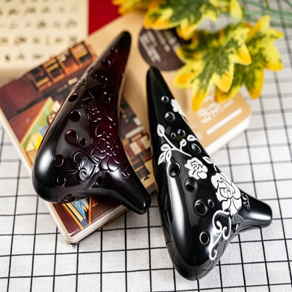 

12-дырочная окарина с настройкой AC, для начинающих, ручная роспись, из дымчатой керамики, портативная, профессиональная, музыкальный инструмент для выступлений